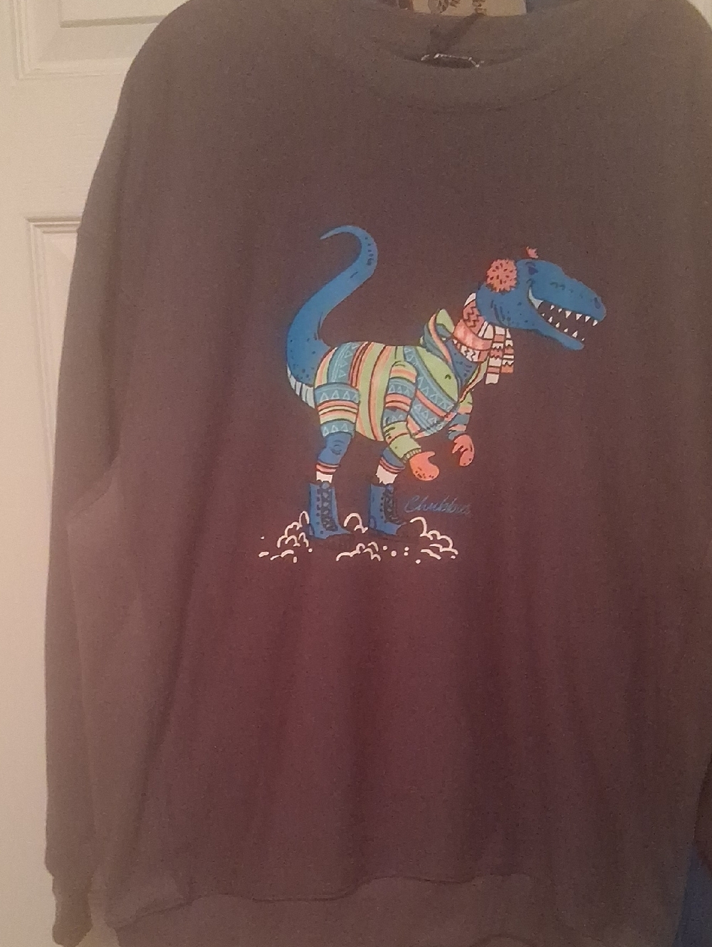 Chubbies L Charcoal Grey W Graphic  Blue Dinosaur Sweatshirt